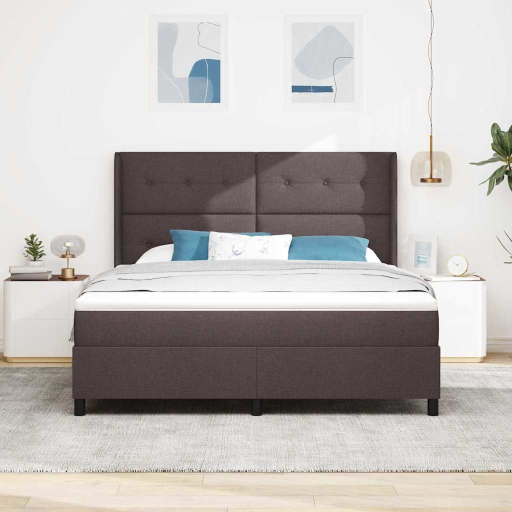 LED Box Spring Bed med hovedgærde Mørk Brun 180 x 200 cm Stof