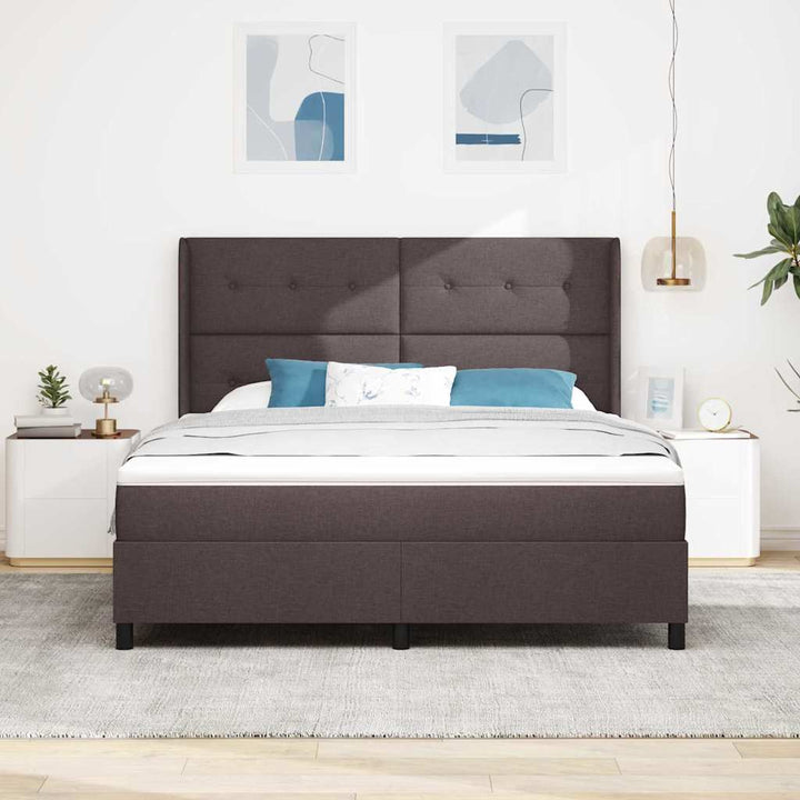LED Box Spring Bed med hovedgærde Mørk Brun 180 x 200 cm Stof