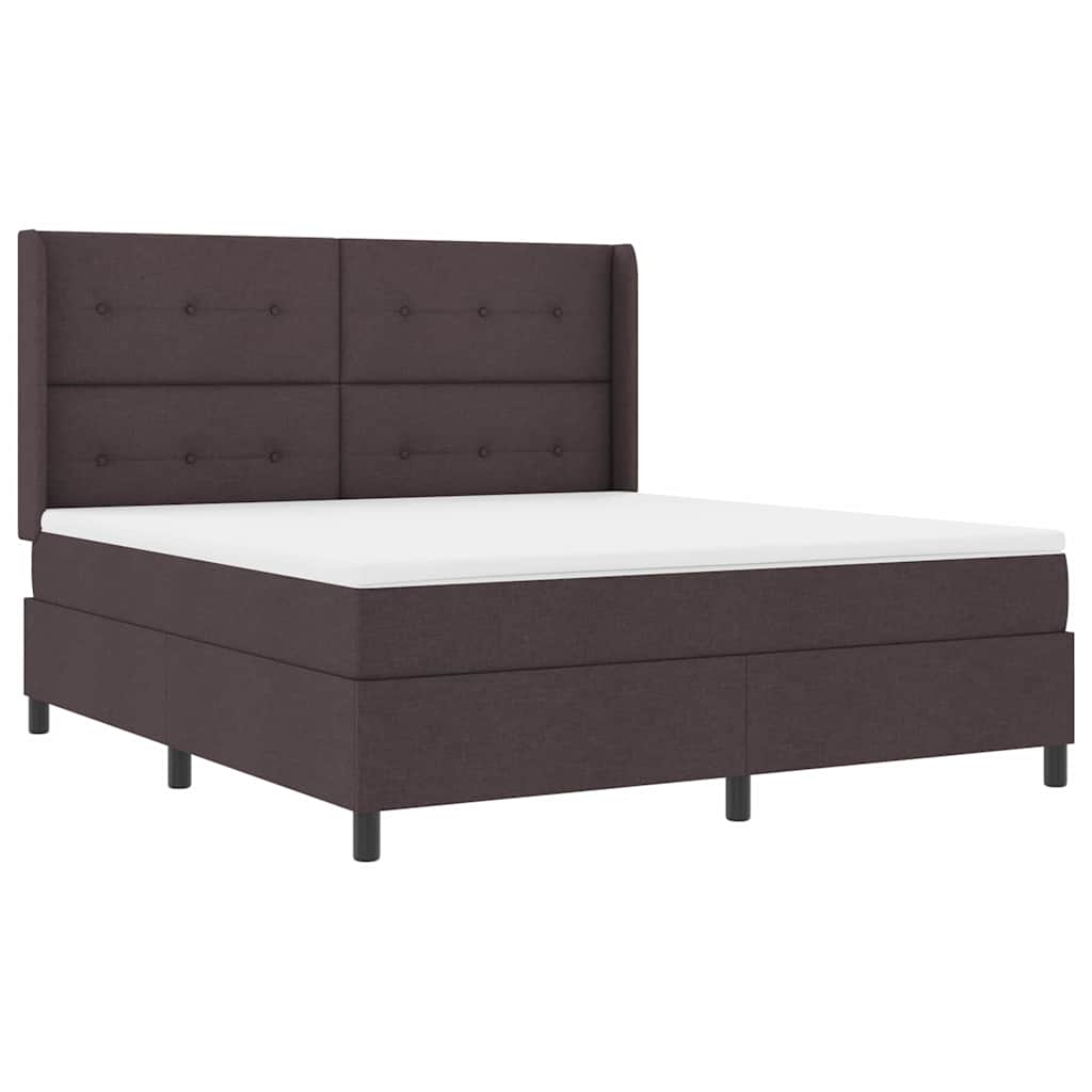 LED Box Spring Bed med hovedgærde Mørk Brun 180 x 200 cm Stof