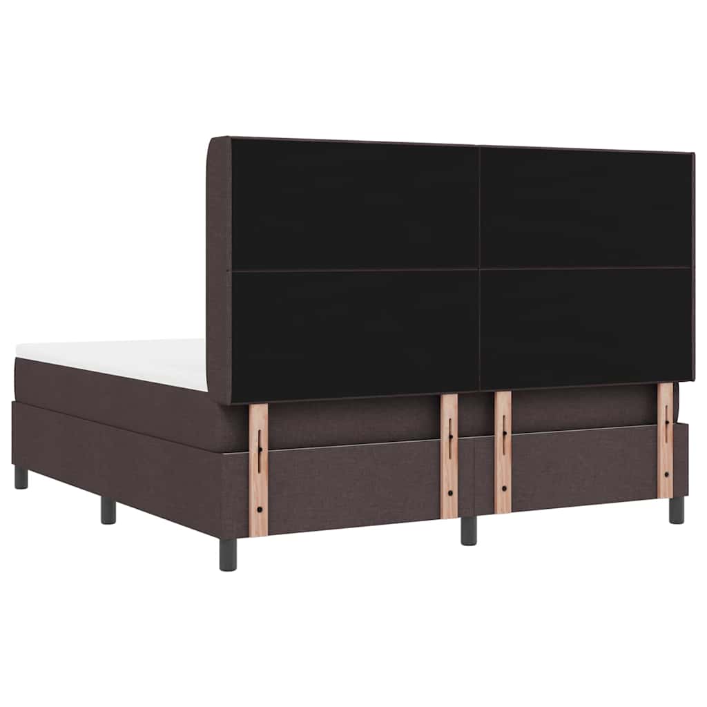 LED Box Spring Bed med hovedgærde Mørk Brun 180 x 200 cm Stof