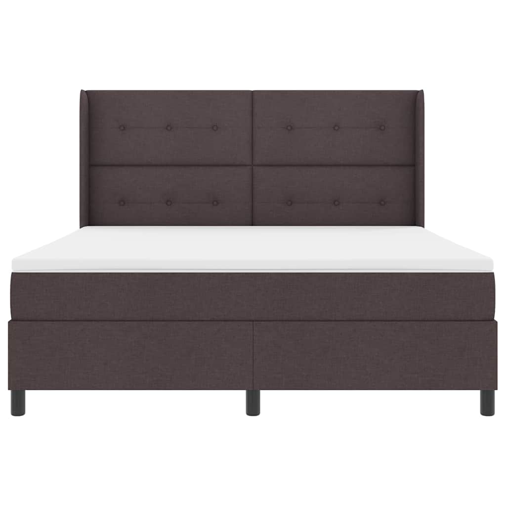 LED Box Spring Bed med hovedgærde Mørk Brun 180 x 200 cm Stof