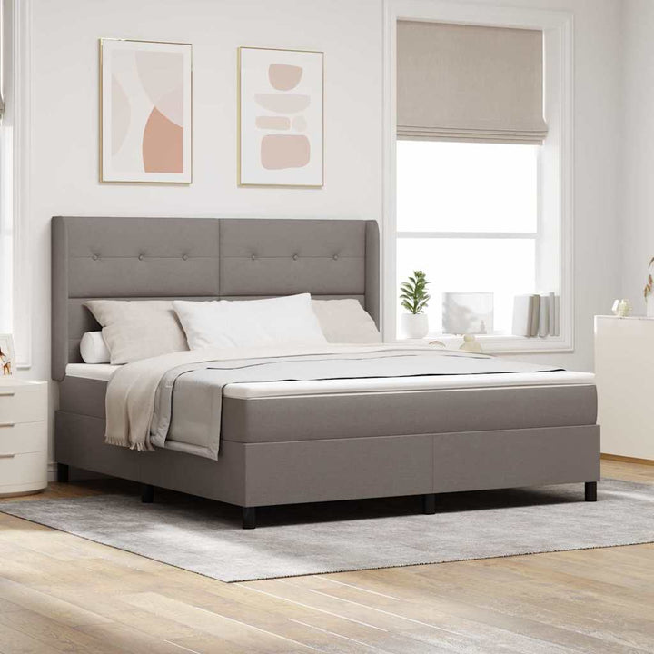 LED Box Spring Bed med hovedgærde Gråbrun 180 x 200 cm Stof