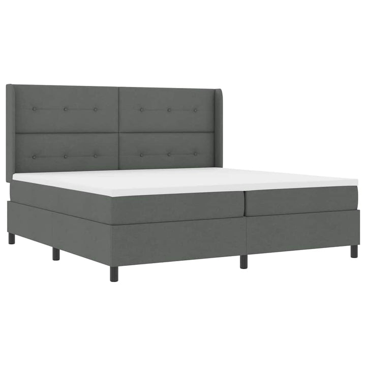 LED Box Spring Bed med hovedgærde Mørkegrå 200 x 200 cm Stof