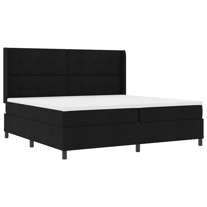 LED Box Spring Bed med hovedgærde Sort 200 x 200 cm Stof