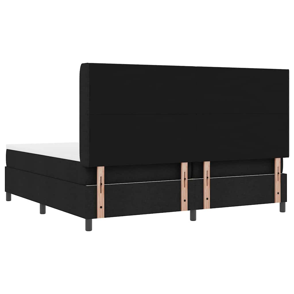 LED Box Spring Bed med hovedgærde Sort 200 x 200 cm Stof
