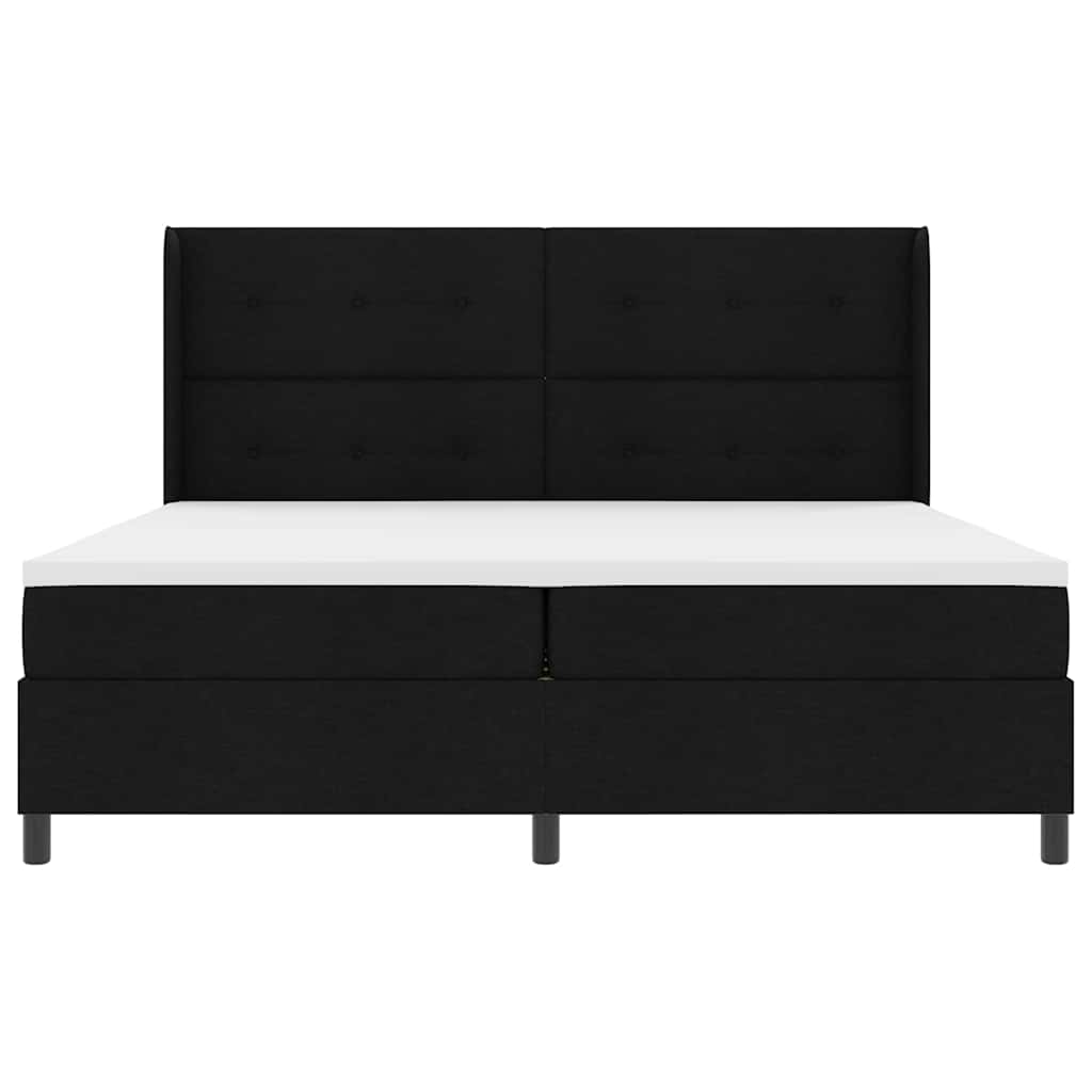 LED Box Spring Bed med hovedgærde Sort 200 x 200 cm Stof