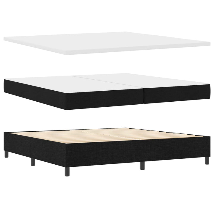 LED Box Spring Bed med hovedgærde Sort 200 x 200 cm Stof