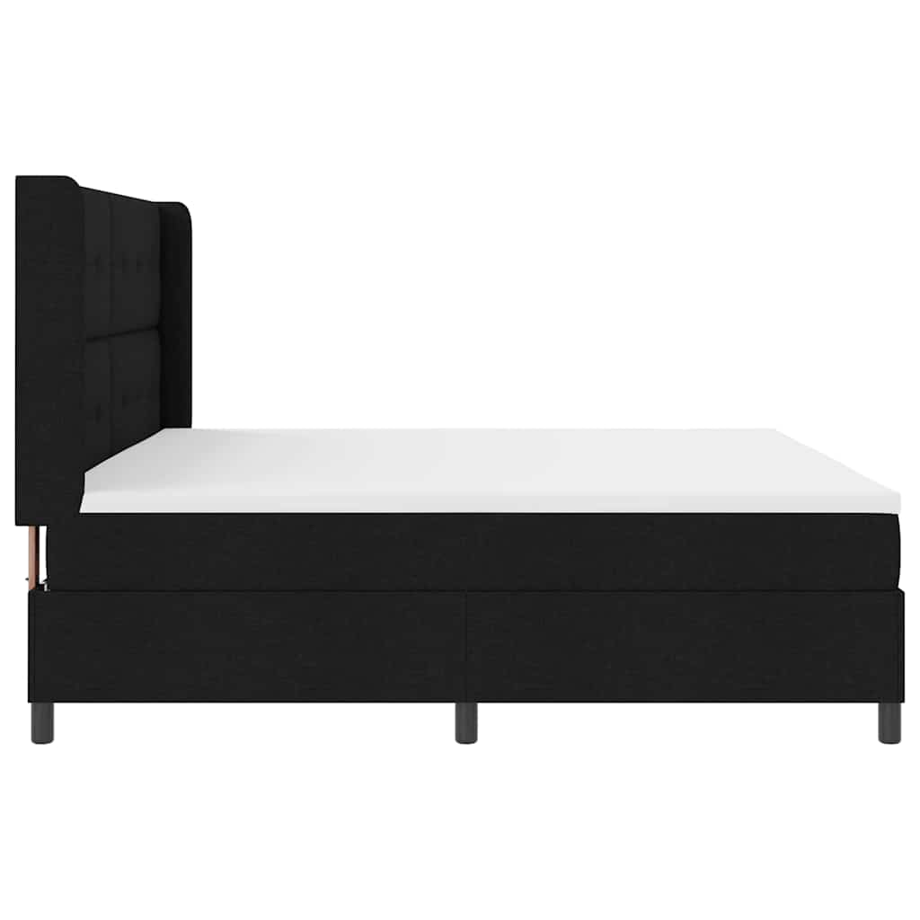 LED Box Spring Bed med hovedgærde Sort 200 x 200 cm Stof