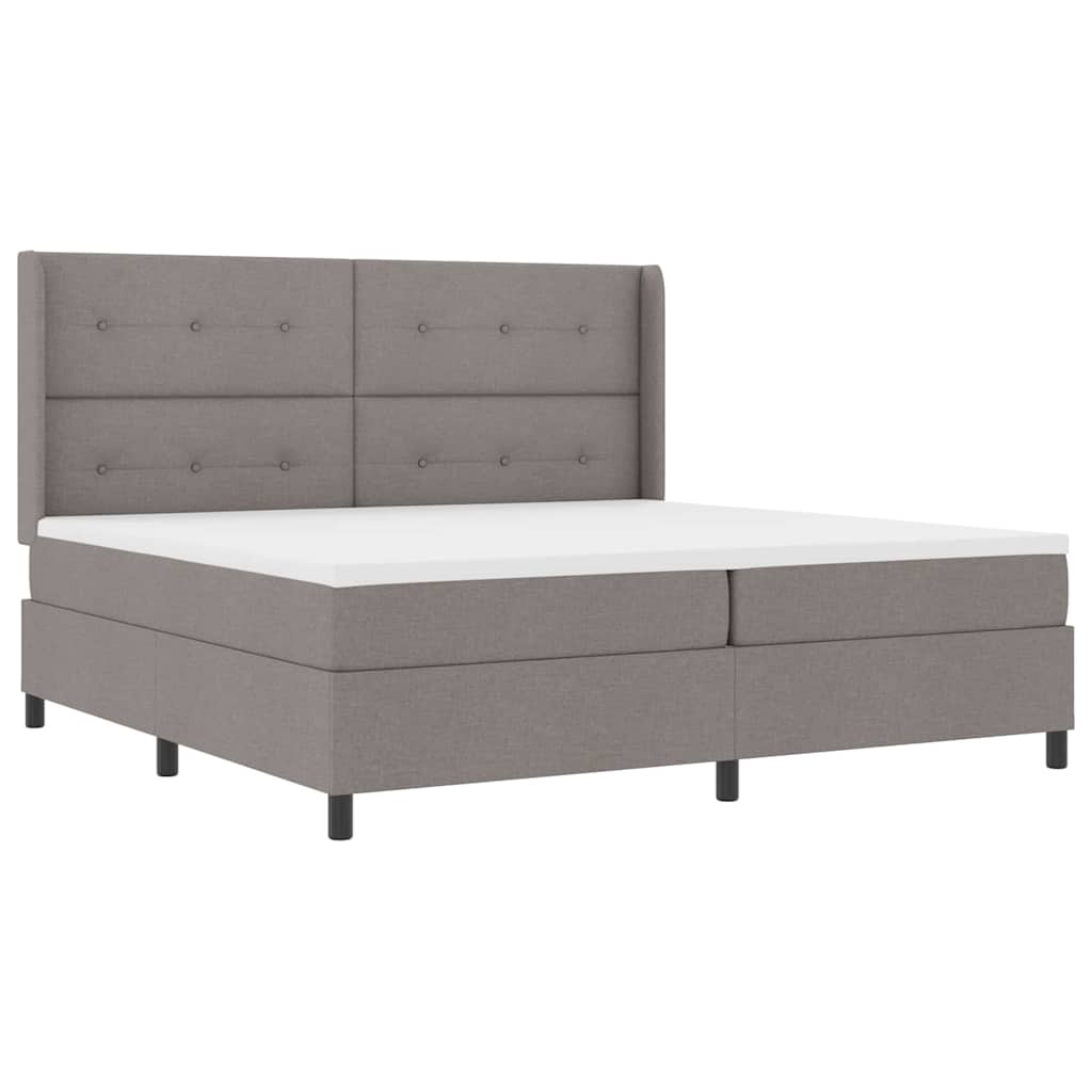 LED Box Spring Bed med hovedgærde Gråbrun 200 x 200 cm Stof
