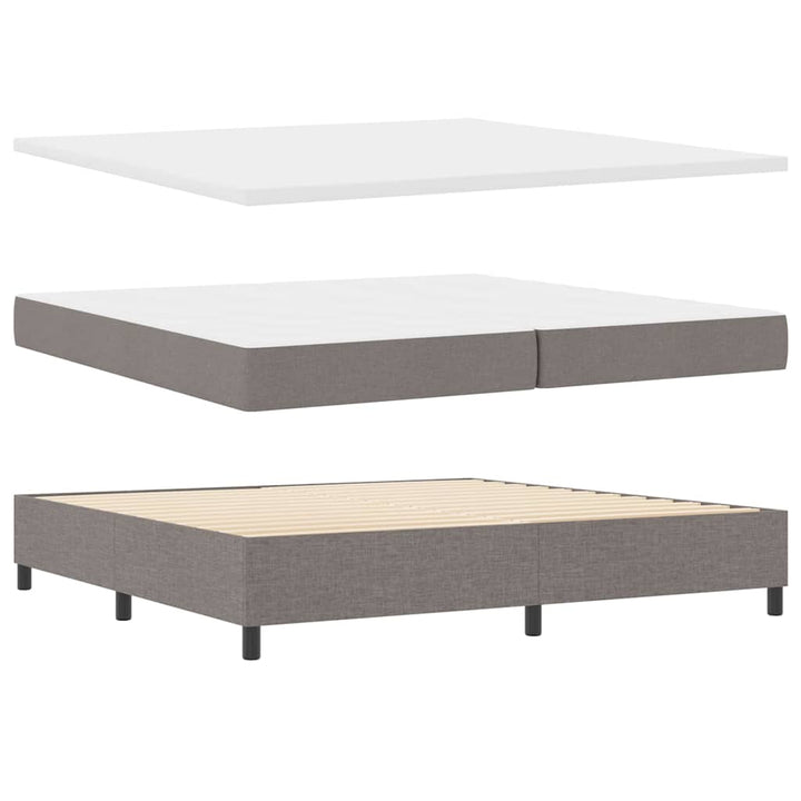 LED Box Spring Bed med hovedgærde Gråbrun 200 x 200 cm Stof