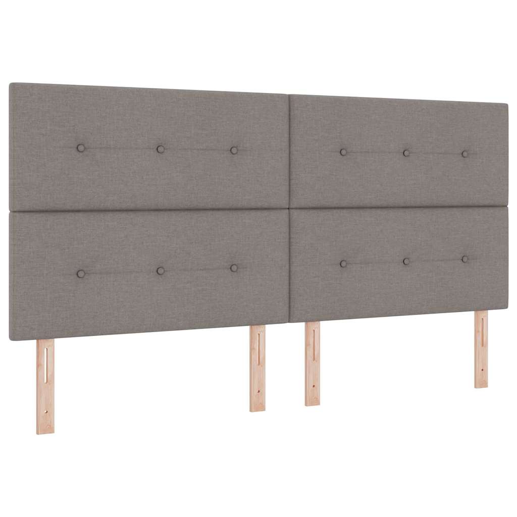LED Box Spring Bed med hovedgærde Gråbrun 200 x 200 cm Stof