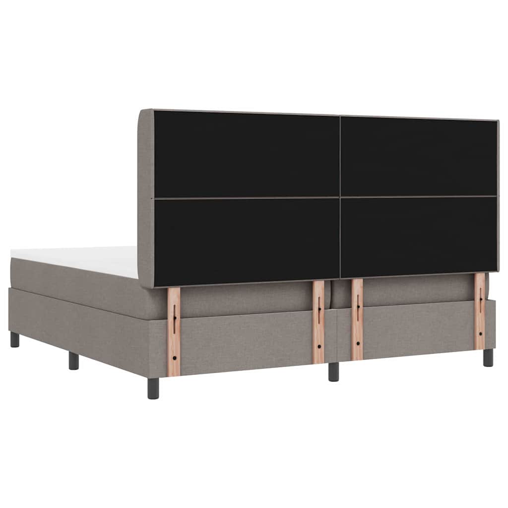 LED Box Spring Bed med hovedgærde Gråbrun 200 x 200 cm Stof