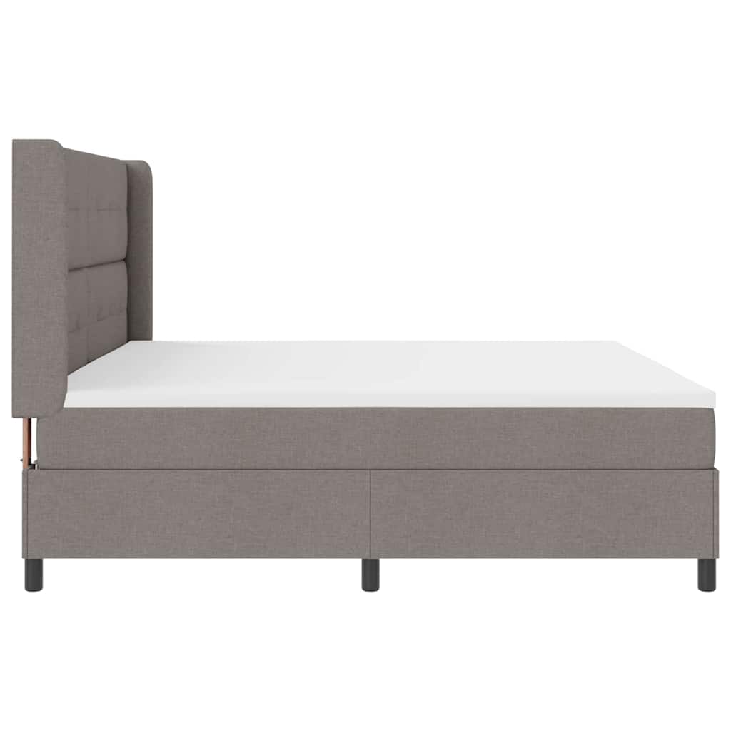LED Box Spring Bed med hovedgærde Gråbrun 200 x 200 cm Stof