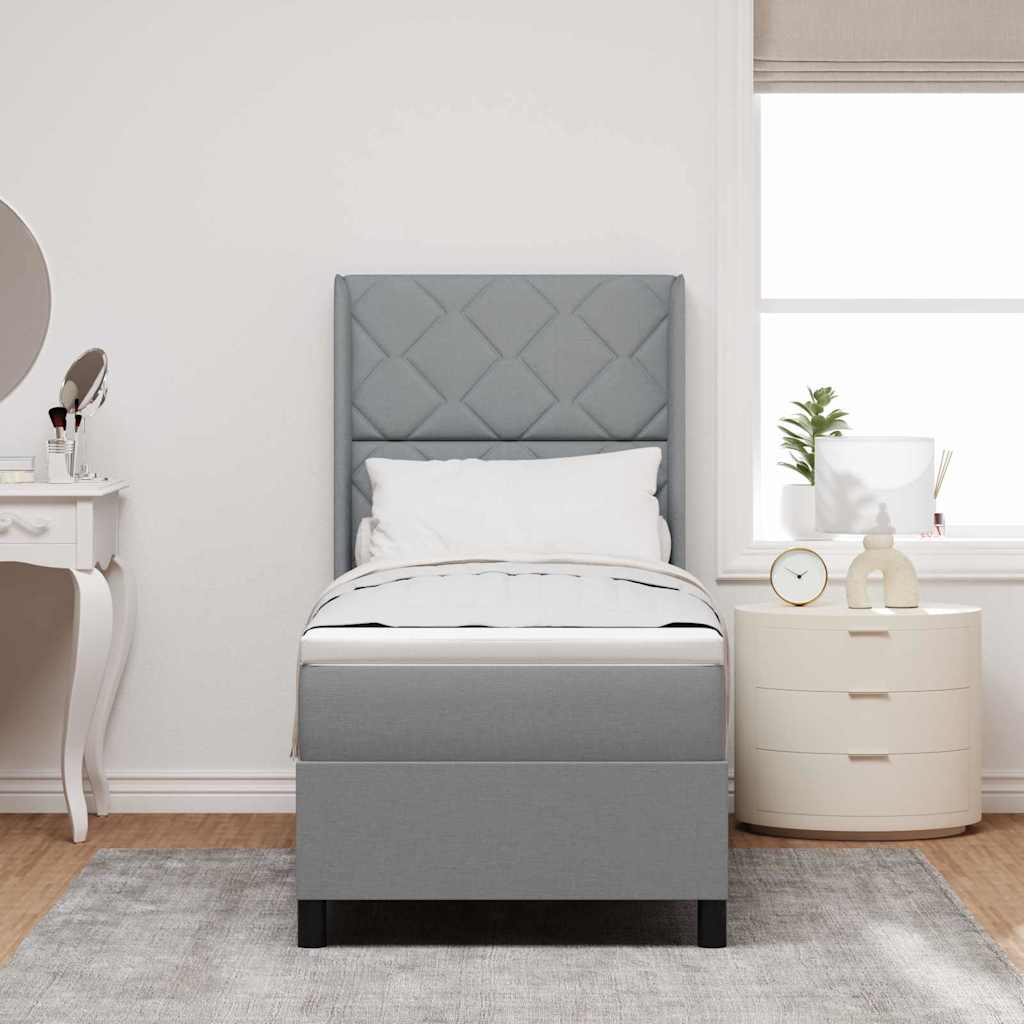 LED Box Spring Bed med hovedgærde Lysegrå 80 x 200 cm Stof
