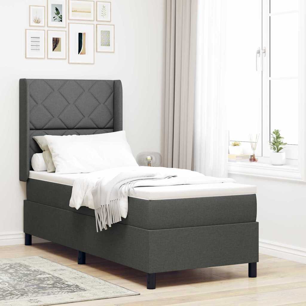 LED Box Spring Bed med hovedgærde Mørkegrå 80 x 200 cm Stof