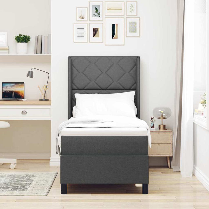 LED Box Spring Bed med hovedgærde Mørkegrå 80 x 200 cm Stof