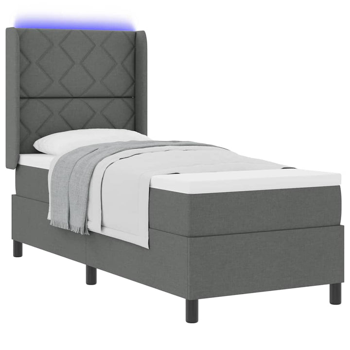 LED Box Spring Bed med hovedgærde Mørkegrå 80 x 200 cm Stof