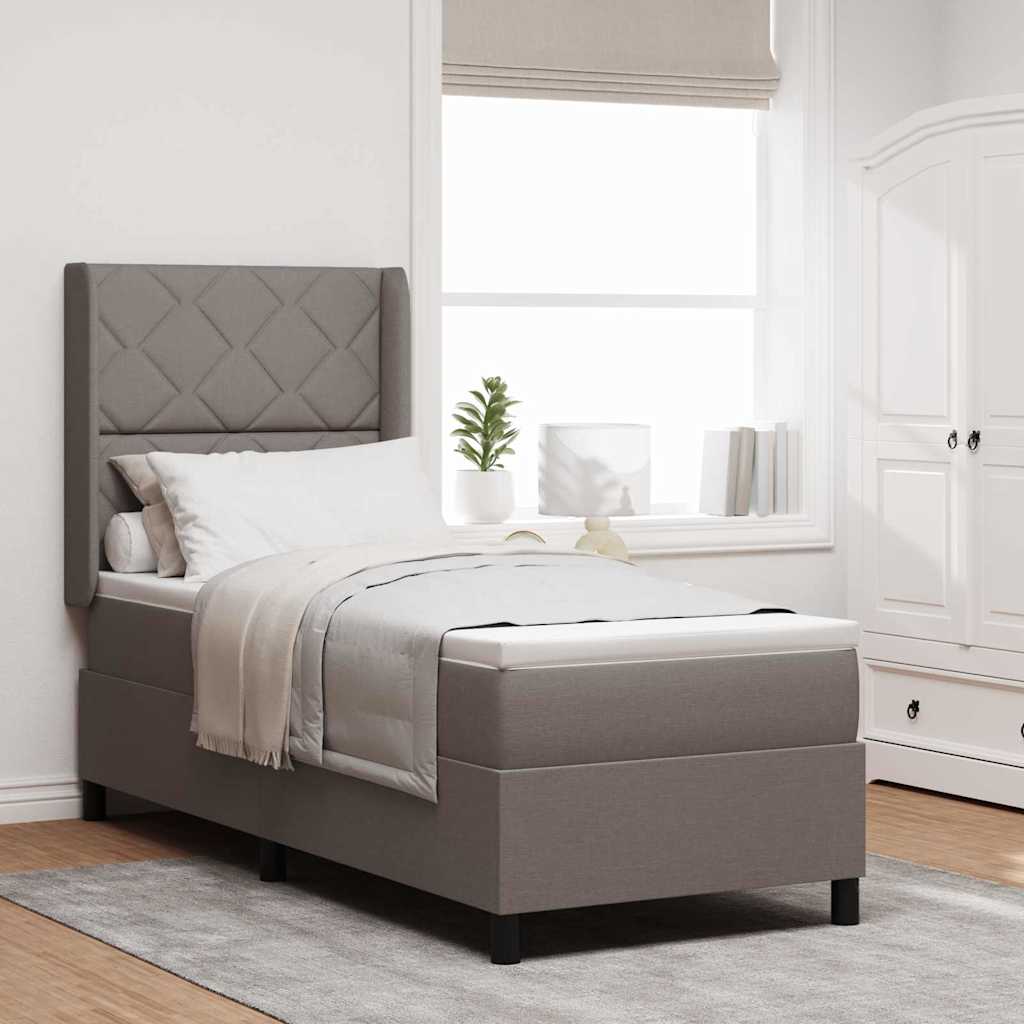 LED Box Spring Bed med hovedgærde Gråbrun 80 x 200 cm Stof