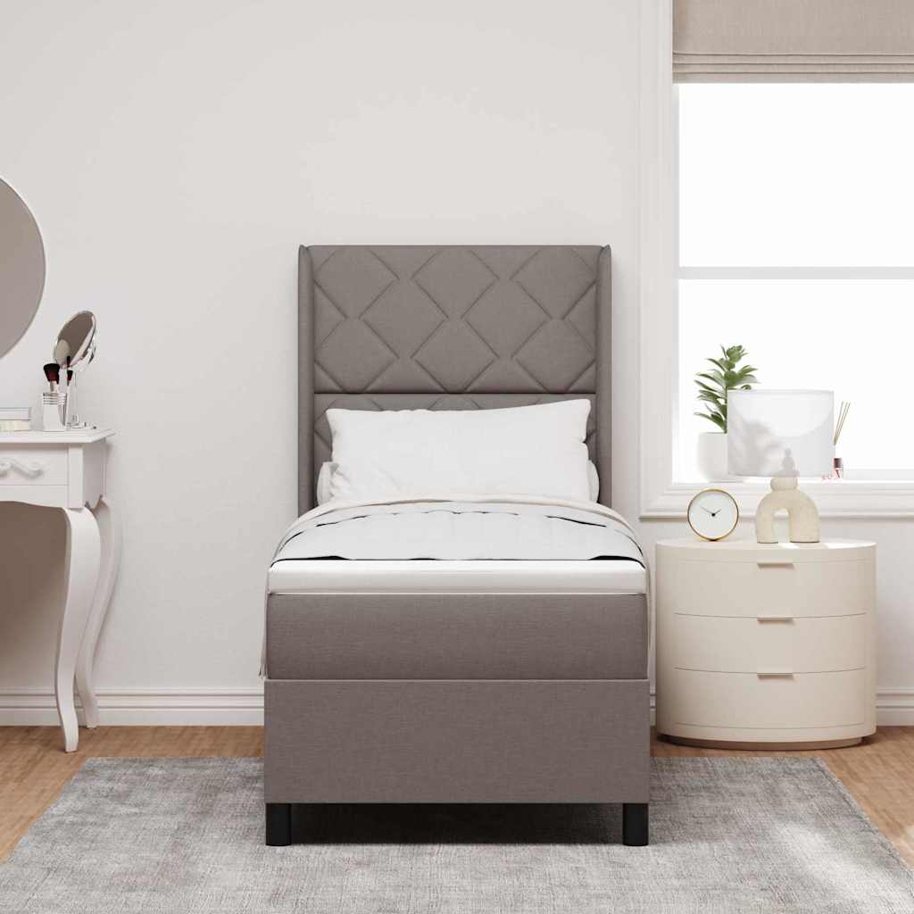 LED Box Spring Bed med hovedgærde Gråbrun 80 x 200 cm Stof