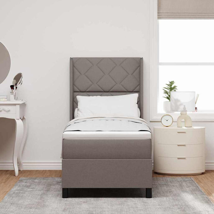 LED Box Spring Bed med hovedgærde Gråbrun 80 x 200 cm Stof