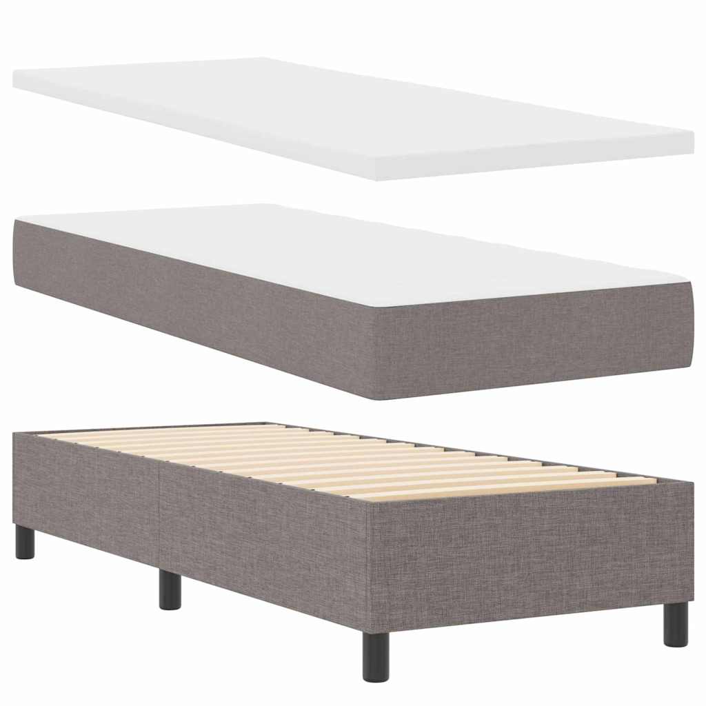 LED Box Spring Bed med hovedgærde Gråbrun 80 x 200 cm Stof