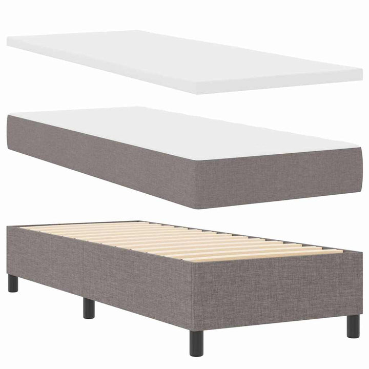 LED Box Spring Bed med hovedgærde Gråbrun 80 x 200 cm Stof