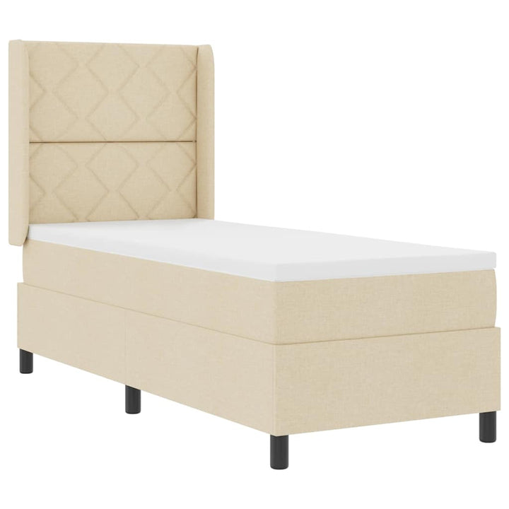 LED Box Spring Bed med hovedgærde Creme 80 x 200 cm Stof