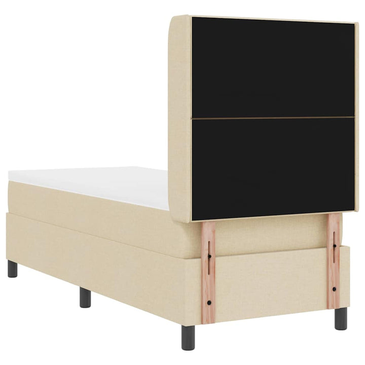 LED Box Spring Bed med hovedgærde Creme 80 x 200 cm Stof