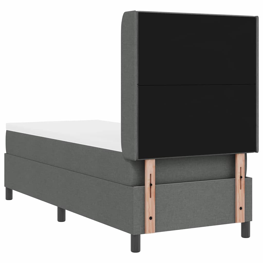LED Box Spring Bed med hovedgærde Mørkegrå 90 x 190 cm Stof