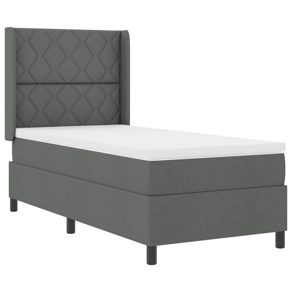 LED Box Spring Bed med hovedgærde Mørkegrå 100 x 200 cm Stof