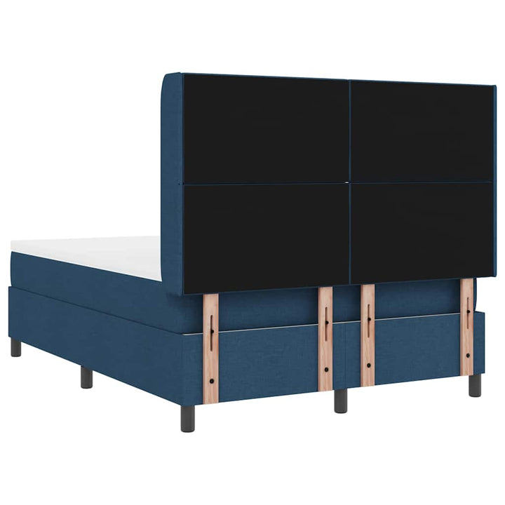 LED Box Spring Bed med hovedgærde Blå 140 x 190 cm Stof