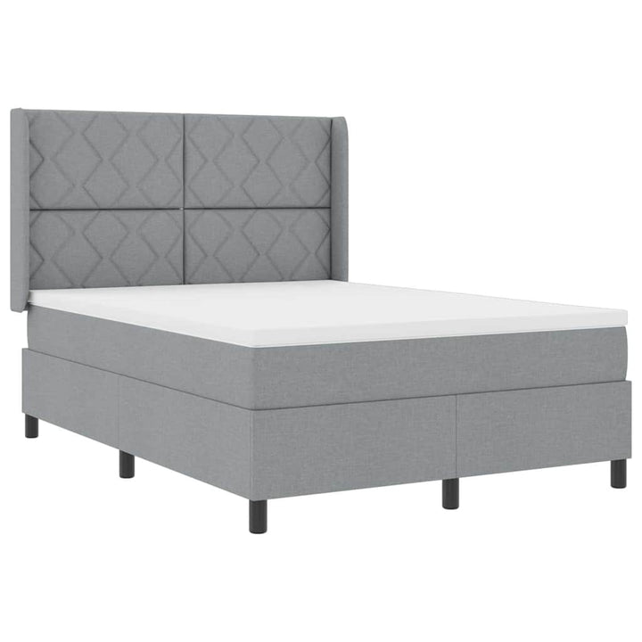 LED Box Spring Bed med hovedgærde Lysegrå 140 x 200 cm Stof