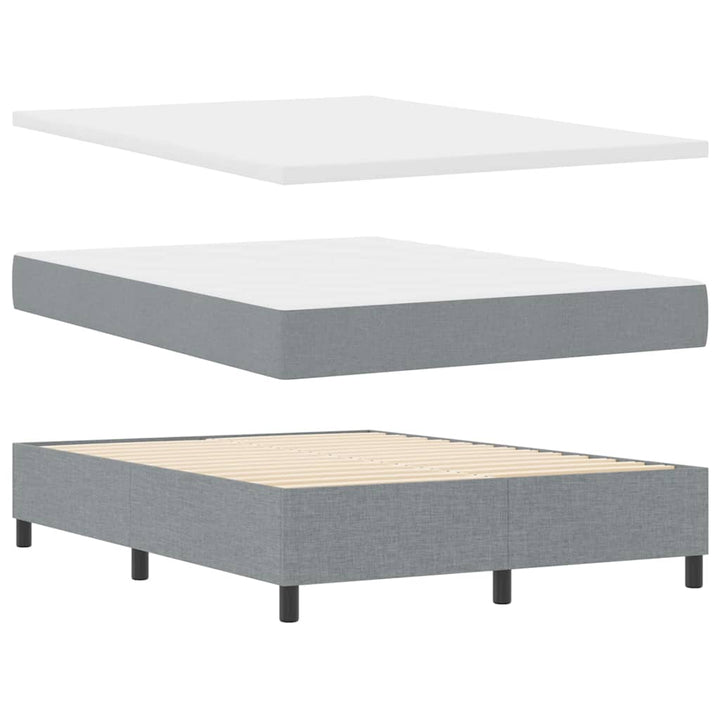 LED Box Spring Bed med hovedgærde Lysegrå 140 x 200 cm Stof