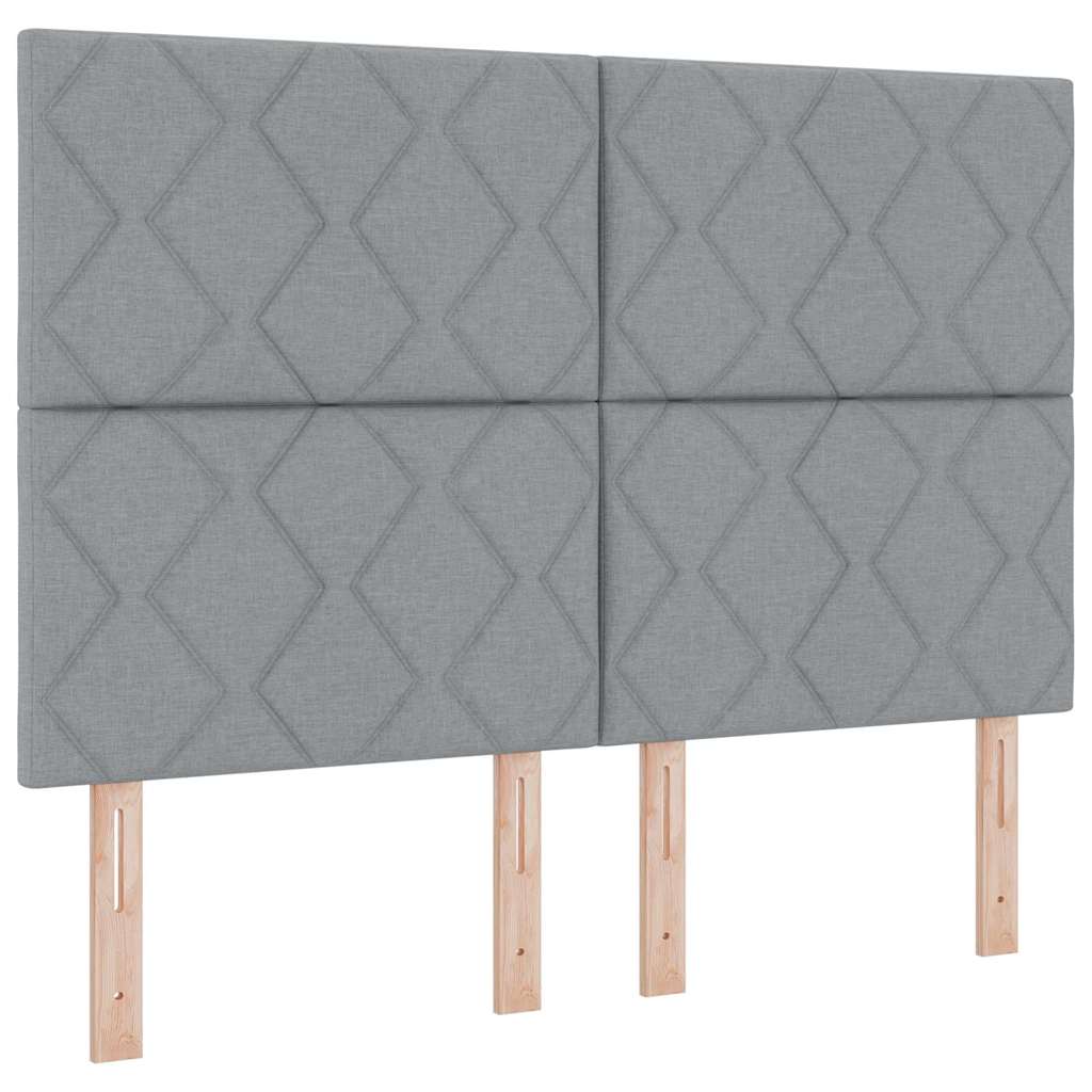 LED Box Spring Bed med hovedgærde Lysegrå 140 x 200 cm Stof