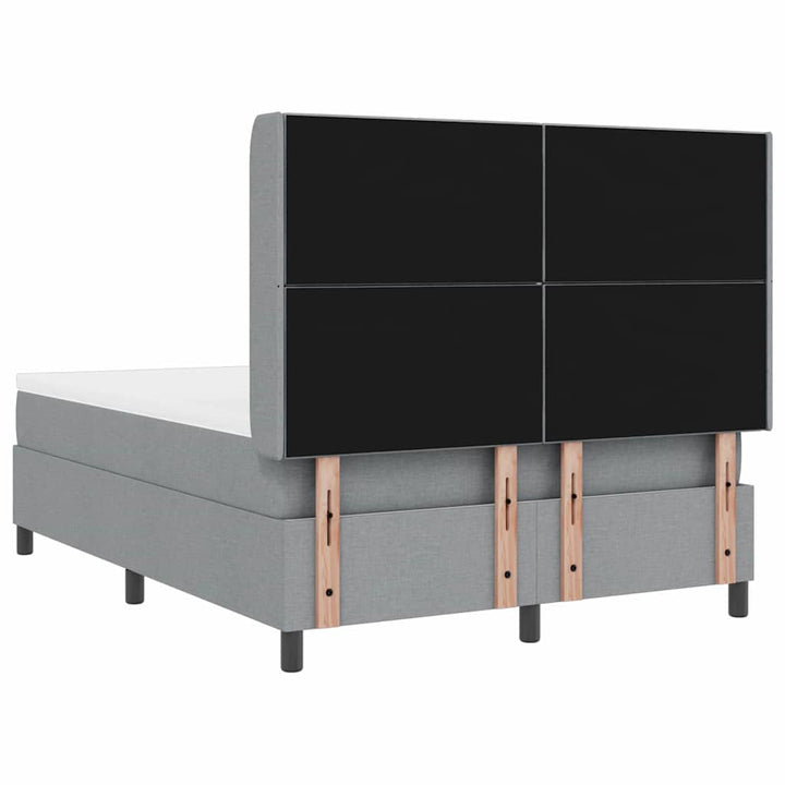 LED Box Spring Bed med hovedgærde Lysegrå 140 x 200 cm Stof