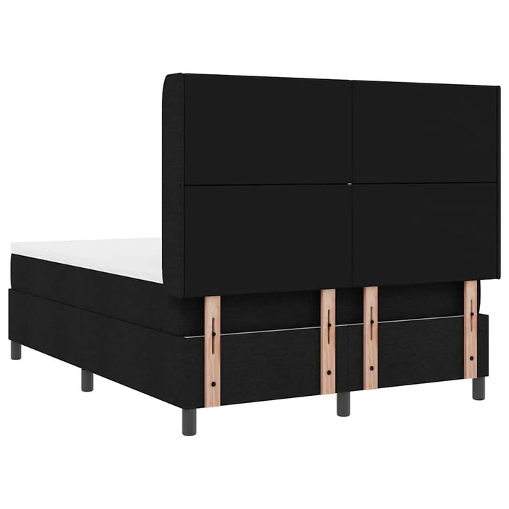 LED Box Spring Bed med hovedgærde Sort 140 x 200 cm Stof