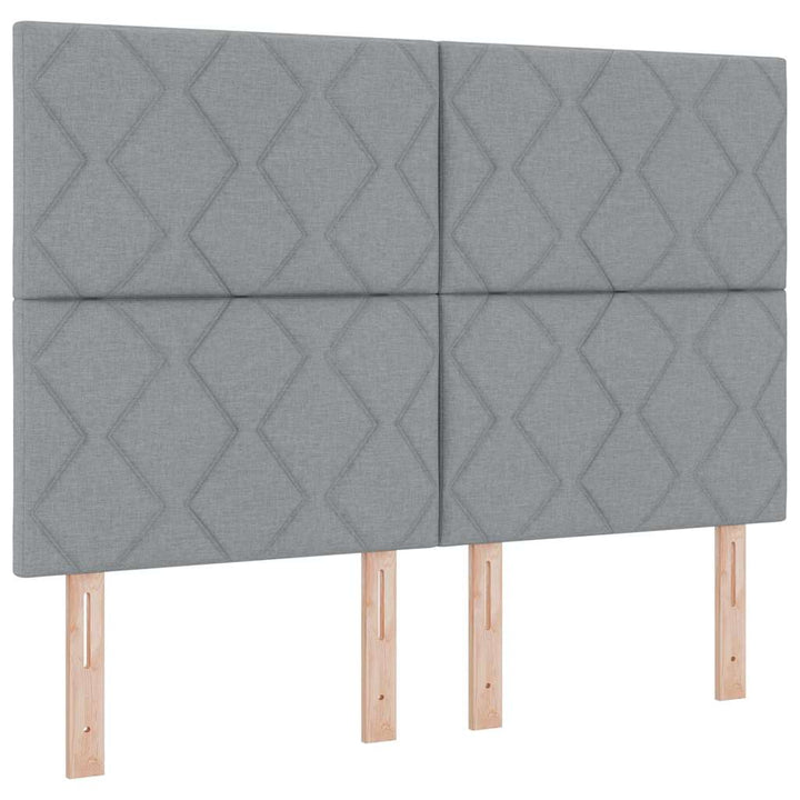 LED Box Spring Bed med hovedgærde Lysegrå 160 x 200 cm Stof