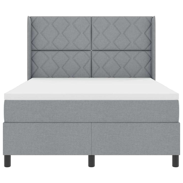 LED Box Spring Bed med hovedgærde Lysegrå 160 x 200 cm Stof
