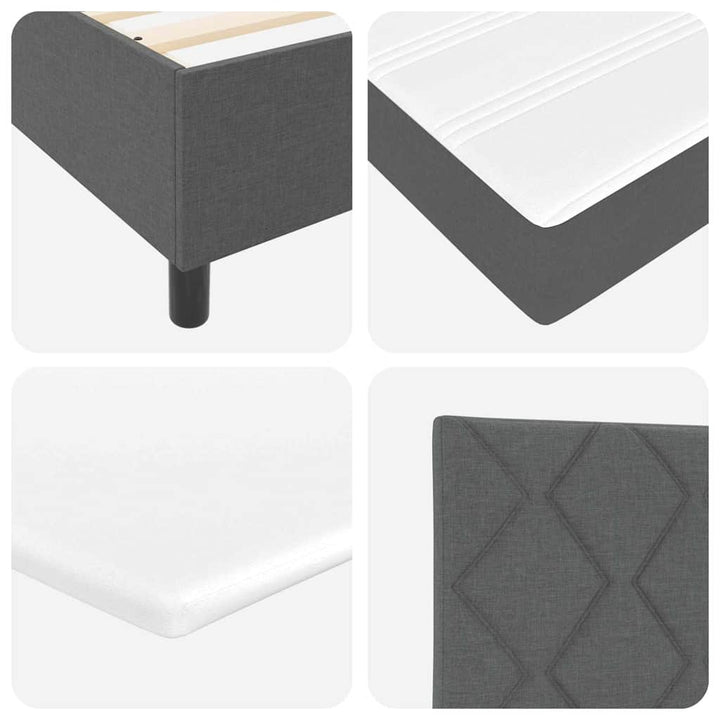 LED Box Spring Bed med hovedgærde Mørkegrå 160 x 200 cm Stof
