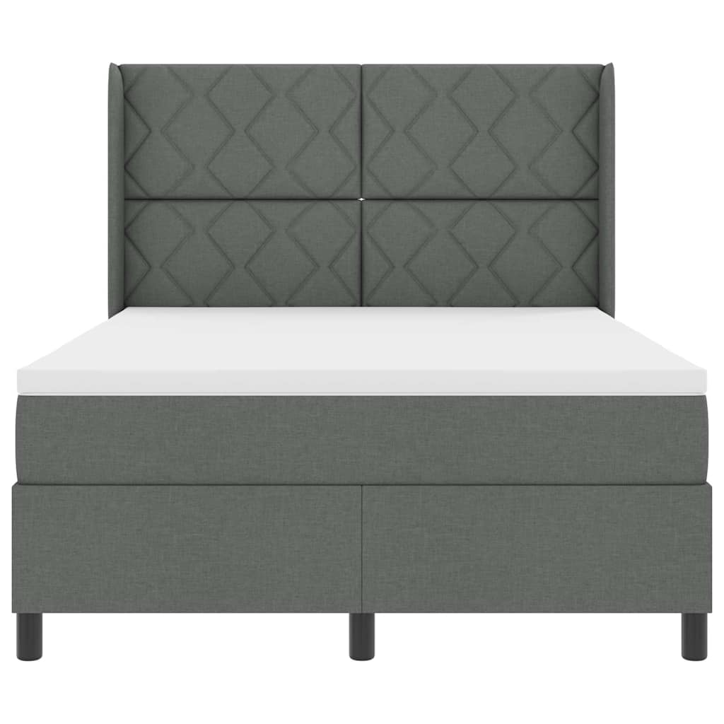 LED Box Spring Bed med hovedgærde Mørkegrå 160 x 200 cm Stof