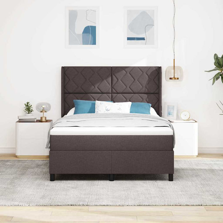 LED Box Spring Bed med hovedgærde Mørk Brun 160 x 200 cm Stof