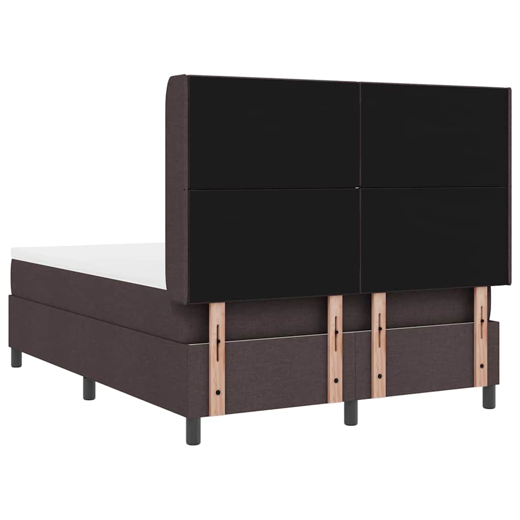 LED Box Spring Bed med hovedgærde Mørk Brun 160 x 200 cm Stof