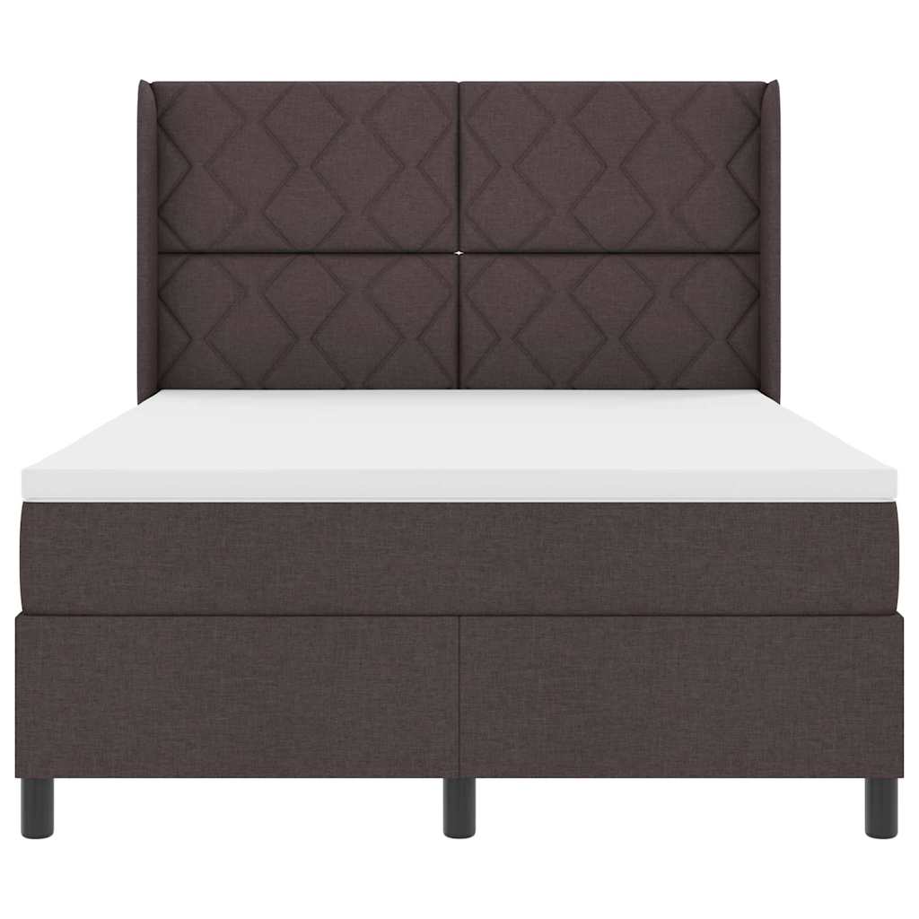 LED Box Spring Bed med hovedgærde Mørk Brun 160 x 200 cm Stof