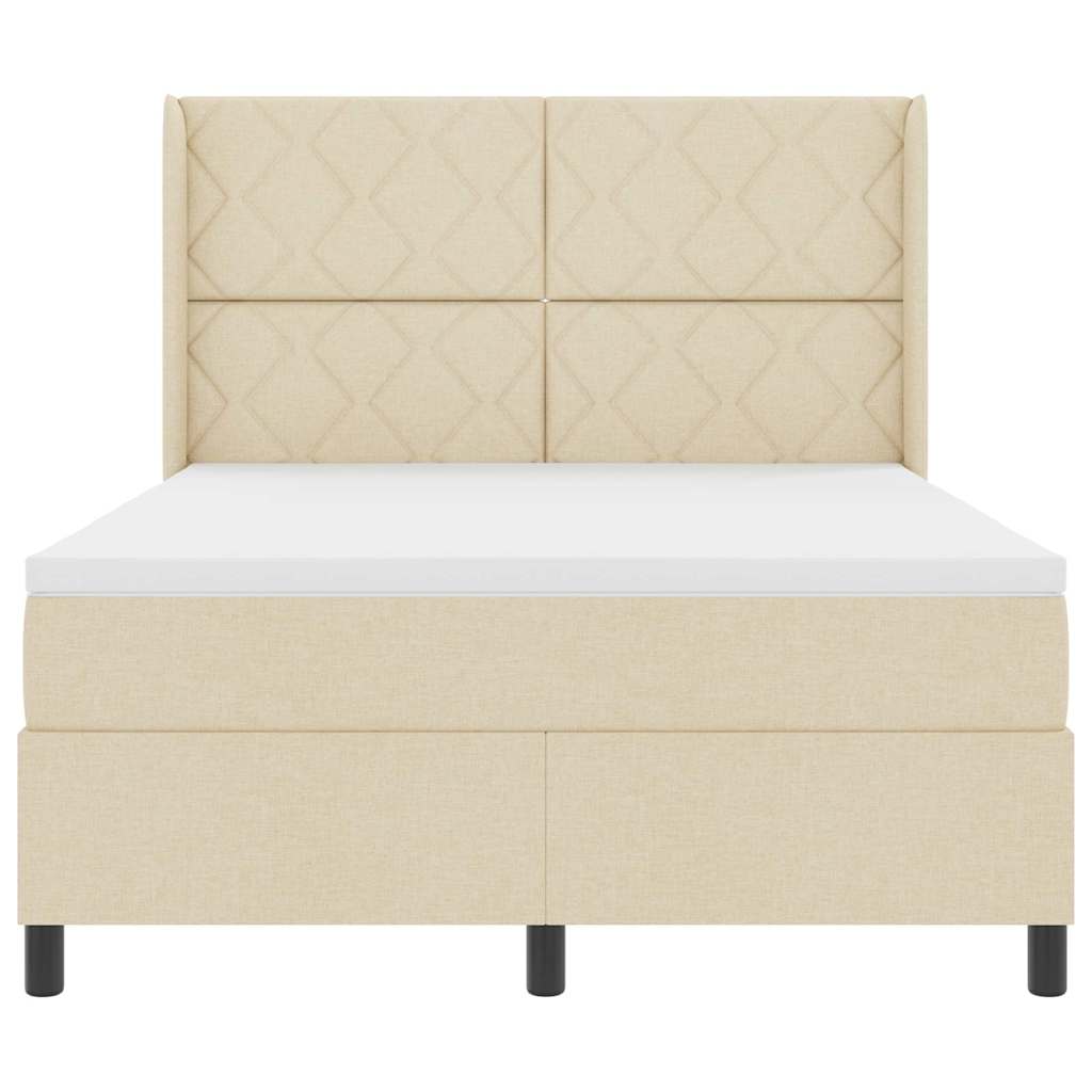 LED Box Spring Bed med hovedgærde Creme 160 x 200 cm Stof