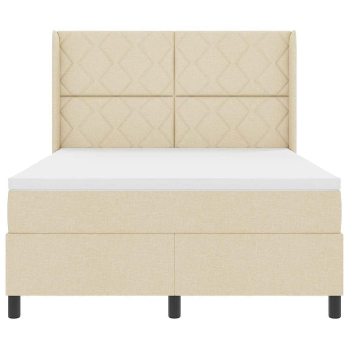 LED Box Spring Bed med hovedgærde Creme 160 x 200 cm Stof