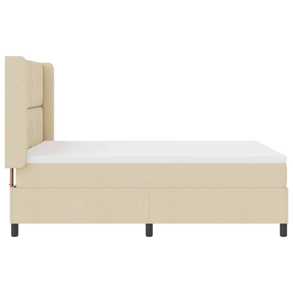 LED Box Spring Bed med hovedgærde Creme 160 x 200 cm Stof