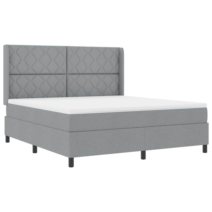 LED Box Spring Bed med hovedgærde Lysegrå 180 x 200 cm Stof