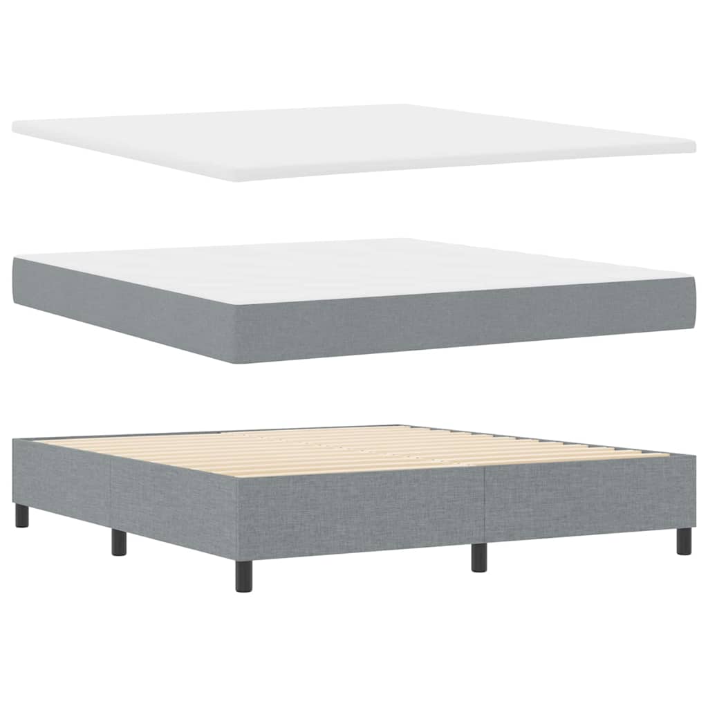 LED Box Spring Bed med hovedgærde Lysegrå 180 x 200 cm Stof