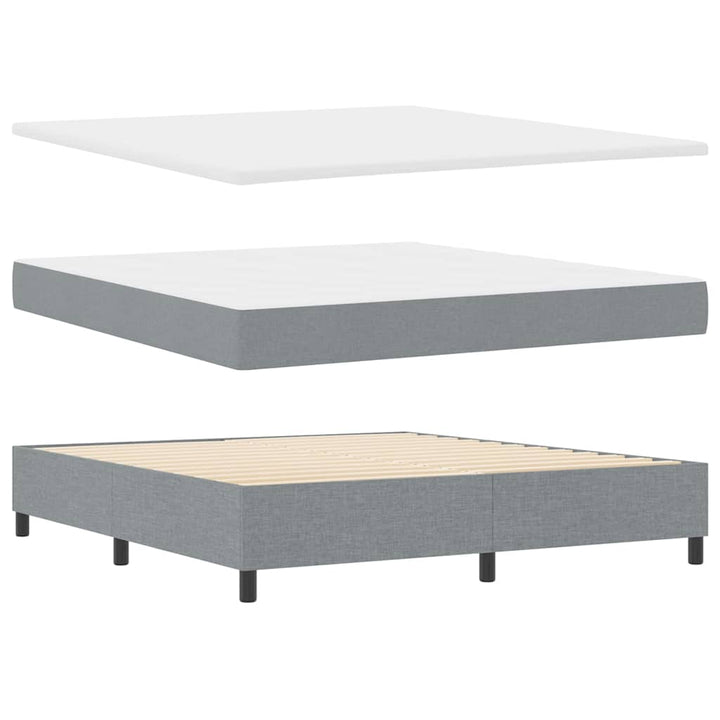 LED Box Spring Bed med hovedgærde Lysegrå 180 x 200 cm Stof