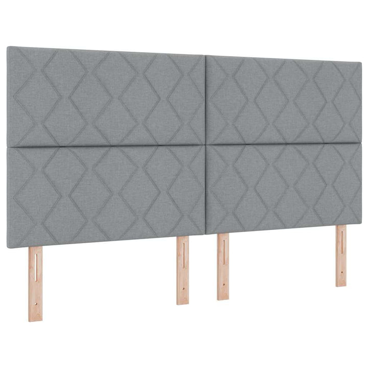 LED Box Spring Bed med hovedgærde Lysegrå 180 x 200 cm Stof